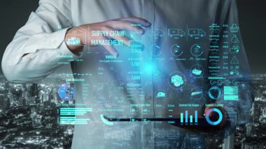 Tedarik zinciri yönetim arayüzü teslimat güzergahlarını, depo verimliliğini, maliyet tasarruflarını, araç takibini, satın alma işlemlerini ve sözleşme aşamalarını gösteriyor. Gelecekçi tedarik zinciri izleme sistemi. Thunk