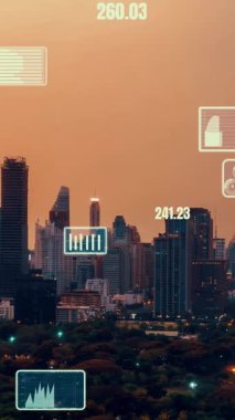 İş verileri analitik arayüzü akıllı şehrin üzerinde uçuyor ve iş zekasının geleceğini değiştiriyor. Stratejik plan için büyük verileri analiz etmek için bilgisayar yazılımı ve yapay zeka kullanılır .