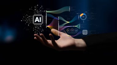 LLM Teknoloji, Büyük Veri, Makine Öğrenme, İş Desteği için Üretici AI, Geleceğin AI Teknolojisi ve Yapay Zeka Mühendisliği Asistan Beyin İşlemcisi. Eğri