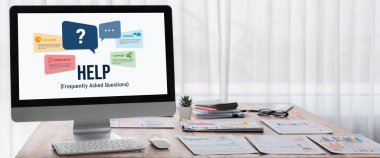 Web sitesindeki yardım ekranı, sık sık soru sorulmasına yanıt sağlamak için müşteri desteği ile bilgi ve çözüm sunar