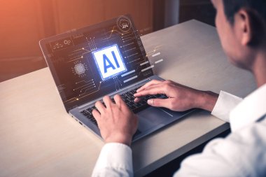 Yapay zeka teknolojisi dijital devre bağlantılarıyla sunulur, yapay zeka sistemlerini sembolize eder, işleme gücünü ve modern dijital platformlara entegrasyonu simgeler.