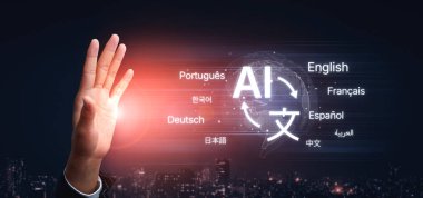 Birden fazla dille küresel iletişim, dijital çeviri araçları, çok dilli teknoloji, kültürler arası iletişim ve sanal dil öğrenme ortamları. Eğri