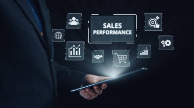 Sayısal satış performans gösterge paneli satış performans ölçümlerini, performans eğilimlerini, satış performans analizlerini ve iş bağlamında satış artışını gösteriyor. Elide