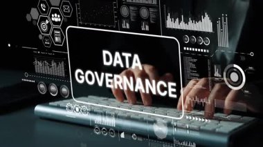 Dijital Grafikler ve Analitik Görselleştirme Arkaplanı ile Veri Yönetiminde Profesyonel Müdahale. Asemptotik akıllı veri analitiği.