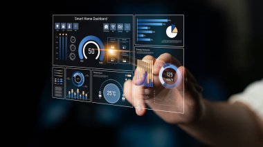 Akıllı ev paneli IOT sistemini yönetir. Akıllı ev paneli sıcaklığı kontrol eder, gösterge paneli enerjiyi izler, akıllı ev tutuş cihazları ve akıllı ev gösterge paneli veriyi izler. Latch