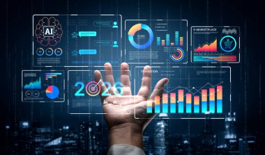 Modern dijital işletmelerde veri analizi ve gerçek zamanlı analitik, öngörü veri modellemesi, iş zekası analizleri ve veri odaklı karar verme stratejisi. Eğri