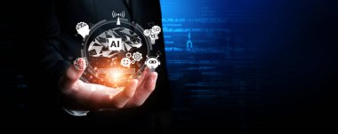 Yapay zeka mühendisliği, büyük veri ve yapay zeka makinesi kavramında yapay zeka beyin işlemcisiyle iş desteği için üretken yapay zeka kullanmayı öğrenen insan etkileşimi. Faas