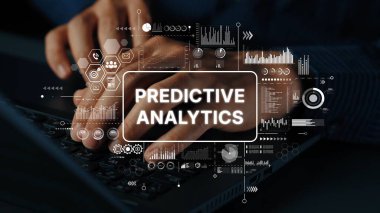 İş ve Teknoloji Ortamı Öngörüsel Analizi Elleri Klavyede Grafikler ve Veri Temsili Analizleriyle Yazıyor. Asemptotik akıllı veri analitiği.