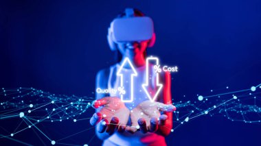 Maliyet azaltma, dijital grafik EIDE örtüşmeleri ile gösterilen maliyet tasarrufu kavramı, kurumsal işletmeler gereksiz harcamaların azaltılması yoluyla maliyet ve şirket kaynaklarını etkili bir şekilde tasarruf eder