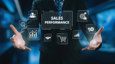 Sayısal satış performans gösterge paneli satış performans ölçümlerini, performans eğilimlerini, satış performans analizlerini ve iş bağlamında satış artışını gösteriyor. Elide