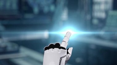 İnsan anatomisine tıklayarak tıbbi verilere ya da teşhislere ulaşın. Semptomu analiz ederken X ışını hologramında robot el kontrolü. Sağlıklı..