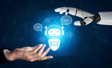 AI sohbet robotu kullanıcılarla akıllı iletişimi destekler, dijital etkileşim baloncukları aracılığıyla otomatik yanıtlar ve destek sağlar