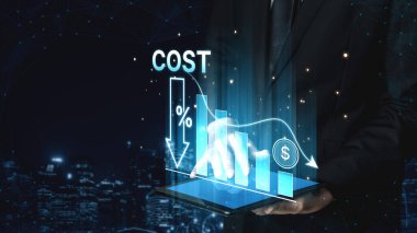 Dijital dönüşüm, iş maliyeti optimizasyonu, operasyonel maliyet azaltma, finansal tasarruf ve iş başarısı için kaynak verimliliği stratejileri yoluyla maliyet azaltma ve maliyet tasarrufu. Eğri