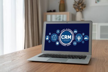 CRM işletme ve işletme için modern bilgisayarda müşteri ilişkileri yönetim sistemi