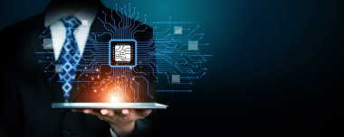 Yapay zeka mühendisliği, büyük veri ve yapay zeka makinesi kavramında yapay zeka beyin işlemcisiyle iş desteği için üretken yapay zeka kullanmayı öğrenen insan etkileşimi. EIDE