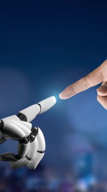 Gelecekçi robot yapay zeka devrimci yapay zeka teknoloji geliştirme ve makine öğrenme kavramı. İnsan hayatının geleceği için küresel robot biyonik bilim araştırması. 3B görüntüleme grafiği.