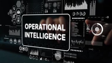 Modern Teknoloji Arkaplanındaki Operasyonel İstihbarat Analizi, Grafikler ve Dijital Elementler. Asemptotik akıllı veri analitiği.