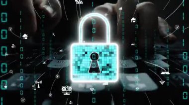 Bu görüntü dijital güvenliği temsil ediyor. Teknoloji odaklı bir ortamda asma kilit sembolü var. Siber uzayda veri korumanın ve mahremiyetin önemini vurguluyor. Xenic