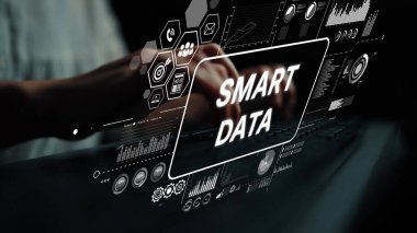 Modern Analitik ve İş Zekası Uygulamaları için Dijital Ekranda Akıllı Veri Görselleştirmesi yapılıyor. Asemptotik akıllı veri analitiği.