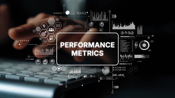 Цифровой анализ показателей производительности с помощью визуализации данных и взаимодействия клавиатуры для бизнес-целей. Аналитика умных данных.