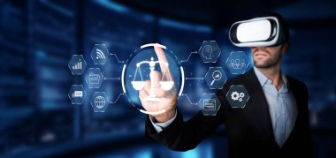 Bu resim sanal gerçeklik ve hukukun kesişimini, yapay zekanın dijital çağındaki etik, uyum ve yönetimin önemini vurgulayarak tasvir eder. XDMCP