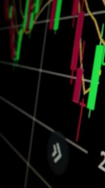 Yakın çekim makro çekim grafiği LED ekranda, büyüme grafiğini ekonomik patlama ya da boğa piyasa noktası konsepti olarak gösteriyor. Finansal yatırım için uygun pozitif borsa.