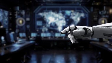 Siber güvenlik ve veri gizliliğinin önemini vurgulayan, yüksek teknolojili bir ortamda robot bir elin dijital kilitle etkileşimini gösteren fütürist bir sahne. Auvana