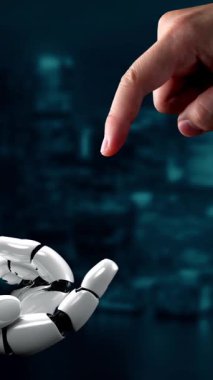 Gelecekçi robot yapay zeka yapay zeka yapay zekayı aydınlatıyor ve makine öğrenme kavramını geliştiriyor. İnsan hayatının geleceği için küresel robot biyonik bilim araştırması. 3B görüntüleme grafiği.