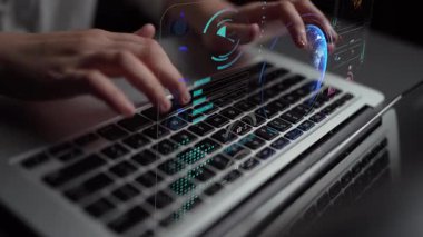 Dünya çapında dijital iletişimi, veri alışverişini ve internet bağlantısını gösteren yüksek teknolojili küresel ağ bağlantı arayüzü. Küresel bağlantı, veri etkileşimi ve dünya çapında iletişim. Thunk