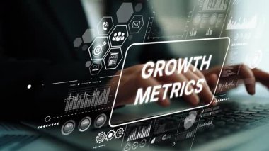 İş Sezgileri için Dijital Ekranda Veri Analizi ve Büyüme Ölçümleri Görselleştirmesi. Asemptotik akıllı veri analitiği.