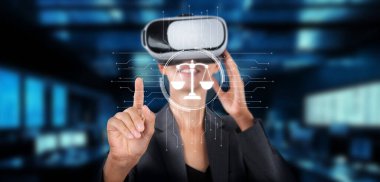 Bir profesyonel, sanal gerçeklik teknolojisiyle yapay zekanın hukuk ve etik ilkelerini keşfetmek ve dijital yönetim ve uyumun önemini vurgulamak için uğraşır. XDMCP