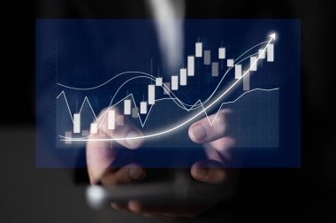 Akıllı telefondan sergilenen profesyonel bir pazar eğilimi. Bu görüntü, yenilikçi teknolojiyle dijital finans ve yatırım başarısının özünü yakalıyor. Etki