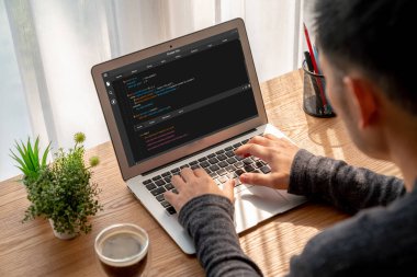 Model uygulama ve program kodlaması için bilgisayar ekranında yazılım geliştirme programlama