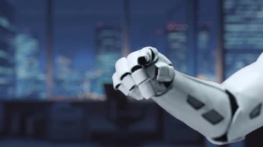 Bir robot el dijital ödeme arayüzü ile etkileşime girer, finansal işlemlere modern bir yaklaşımı vurgular, ticaretteki güvenlik ve teknolojiyi vurgular. Auvana