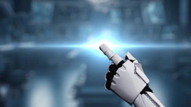 İnsan anatomisine tıklayarak tıbbi verilere ya da teşhislere ulaşın. Semptomu analiz ederken X ışını hologramında robot el kontrolü. Sağlıklı..