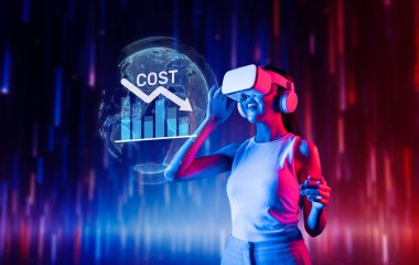 Bir kadın, kurumsal finans sektöründe maliyet azaltma verilerini incelerken, bütçe yönetimi ve tasarruflara yenilikçi yaklaşımlar sergiliyor. XDMCP