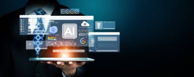 Yapay zeka mühendisliği, büyük veri ve yapay zeka makinesi kavramında yapay zeka beyin işlemcisiyle iş desteği için üretken yapay zeka kullanmayı öğrenen insan etkileşimi. EIDE