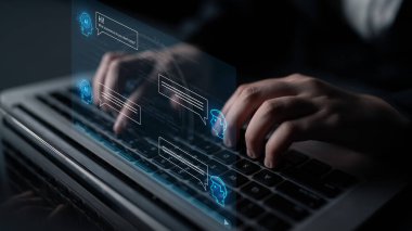 Yapay zeka sohbet robotu arayüzü otomatik kullanıcı desteği ve bilgi alışverişi için iletişimi, sohbet robotunu ve yapay zeka etkileşimini kolaylaştırır