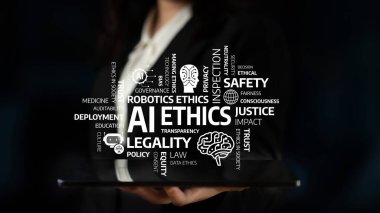 Yapay zeka etiğinin görsel olarak çekici bir temsili, yönetim, şeffaflık ve teknoloji ve yenilikler içinde sosyal sorumluluk gibi temel kavramları gözler önüne seriyor. Tessel