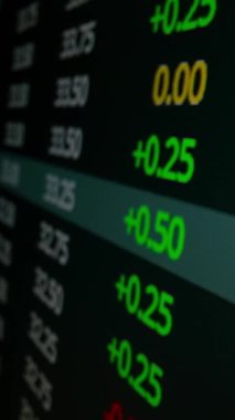 Borsa yönetim kurulunun yakın çekim makro çekim hareketi, tüccar LED ekranı, verileri analiz ve pazar eğilimini izleme. Ticker ve indeks hisse senedi ticaretinin dinamik doğası olarak değişen fiyatları gösteriyor