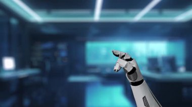 Dijital bir fırlatma ikonuna uzanan robot bir el, otomasyon ve yaratıcılığı ön plana çıkaran modern bir çalışma alanındaki yeniliği ve teknolojik ilerlemeyi sembolize eder. Auvana