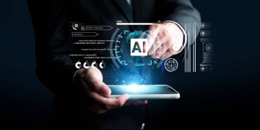 Yapay zeka mühendisliği, büyük veri ve yapay zeka makinesi kavramında yapay zeka beyin işlemcisiyle iş desteği için üretken yapay zeka kullanmayı öğrenen insan etkileşimi. Faas