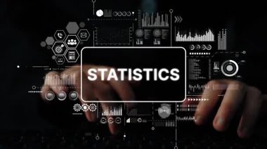 Veri Analizi ve Araştırma Amaçlar için Klavyede İstatistik ve Veri Görselleştirme Elemanlarıyla Klavyeye Yazan Eller. Asemptotik akıllı veri analitiği.