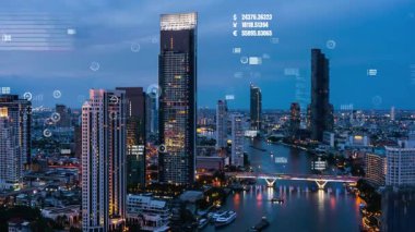 İş verileri analitik arayüzü akıllı şehrin üzerinde uçuyor ve iş zekasının geleceğini değiştiriyor. Stratejik plan için büyük verileri analiz etmek için bilgisayar yazılımı ve yapay zeka kullanılır .