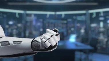 Fütürist bir robot el, insanların ikonlarının yer aldığı dijital bir küreye bağlanıyor, modern bir ortamda teknoloji ve küresel insan etkileşimini sembolize ediyor. Auvana