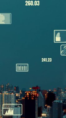 İş verileri analitik arayüzü akıllı şehrin üzerinde uçuyor ve iş zekasının geleceğini değiştiriyor. Stratejik plan için büyük verileri analiz etmek için bilgisayar yazılımı ve yapay zeka kullanılır .