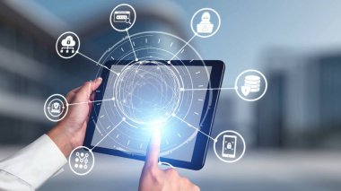 Veri gizliliği ve siber güvenlik simgeleri şifreleme, veri gizliliği korumaları ve siber güvenlik savunması gösteriyor. Veri gizliliği siber güvenlik ve erişim kontrolünü sağlar. Gist