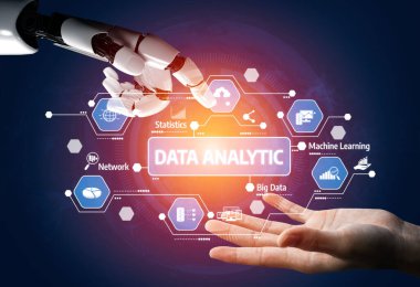 This image depicts a robotic hand reaching towards a human hand, symbolizing the fusion of technology and data analytics in a modern digital landscape. Tessel