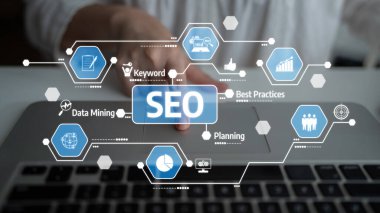 Focus on a digital interface emphasizing search engine optimization with visual components. Ideal image for marketing, analytics, and online strategy contexts. Tessel