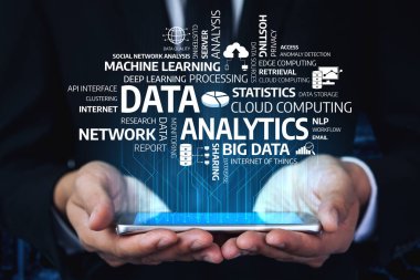 A modern image depicting hands holding a tablet showcasing essential data analytics concepts, illustrating advancements in technology and business strategies. Tessel